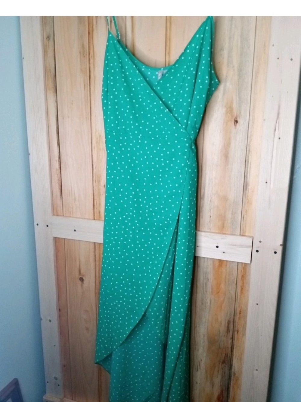 ASOS Curve Green Polka Dot Wrap Maxi Dress Size 20
